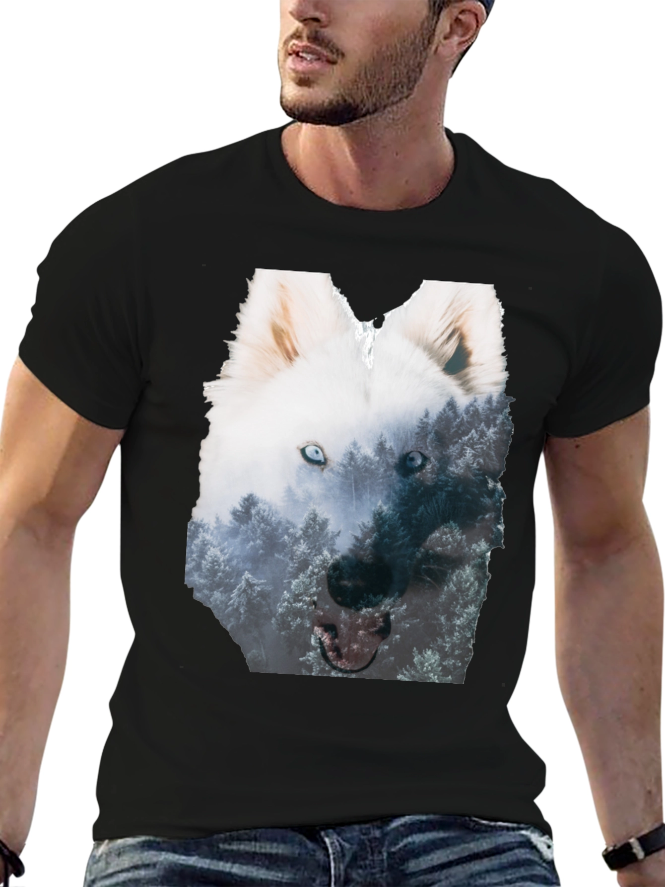 Wolf Forest Graphic Black T-Shirt