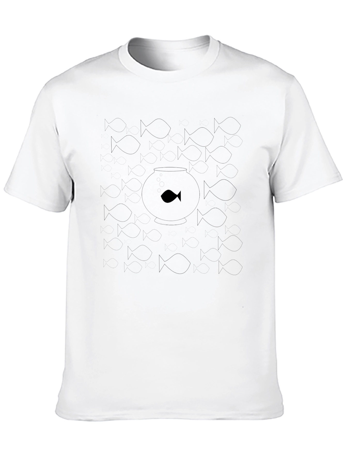 Unique Fishbowl Graphic Tee - Black Cotton Casual Shirt