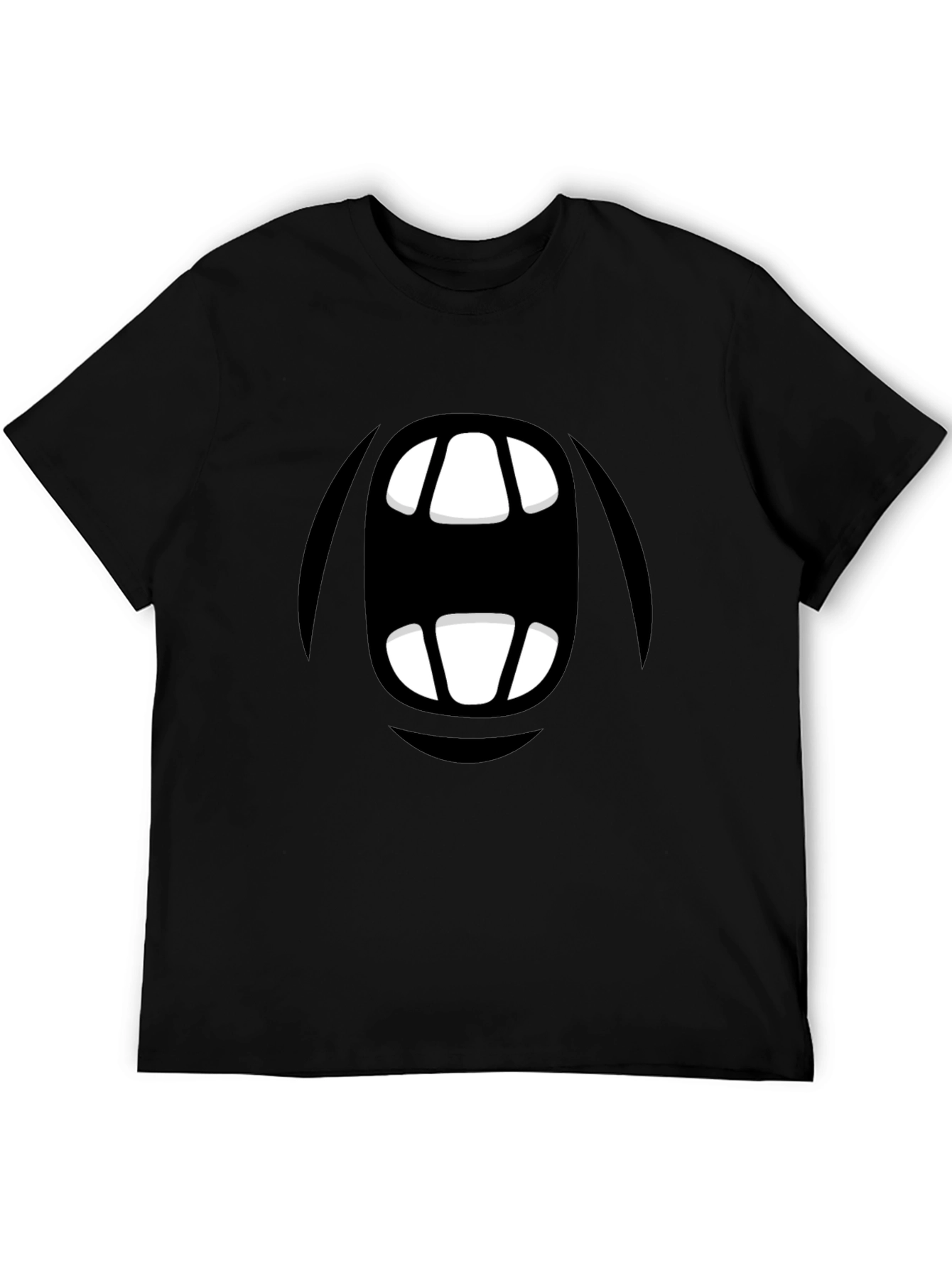Cartoon Monster Mouth Graphic Black T-Shirt