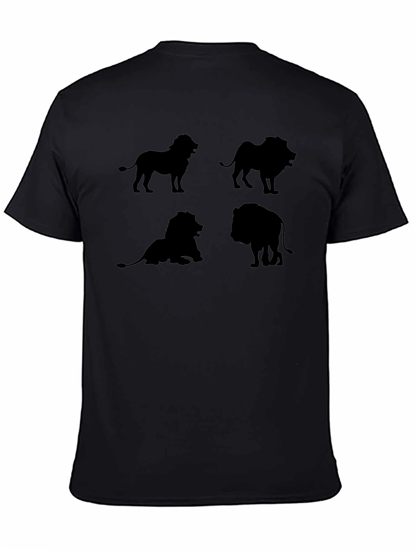Lion Silhouette Graphic Black T-Shirt