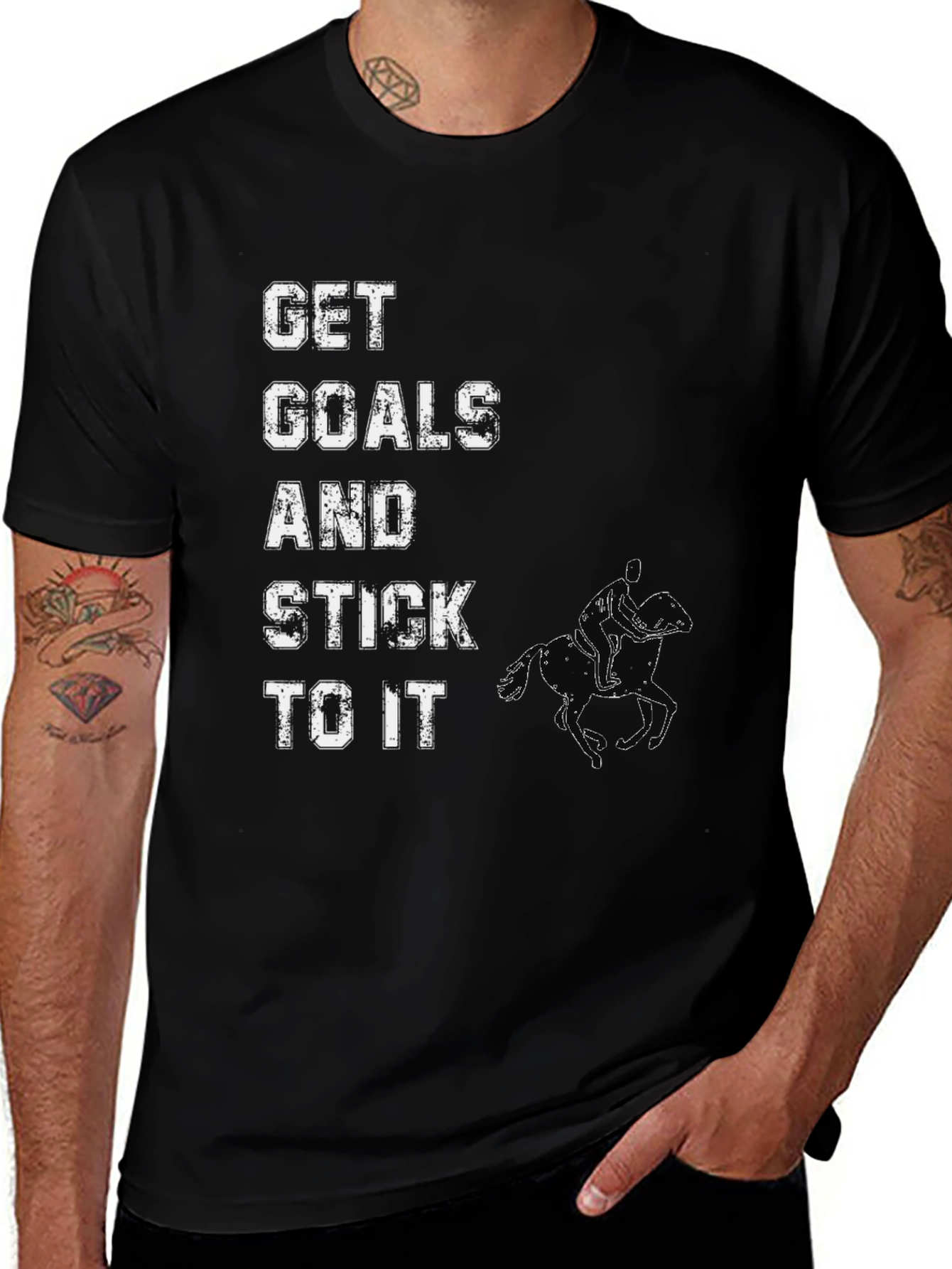Get Goals And Stick To It Black T-Shirt