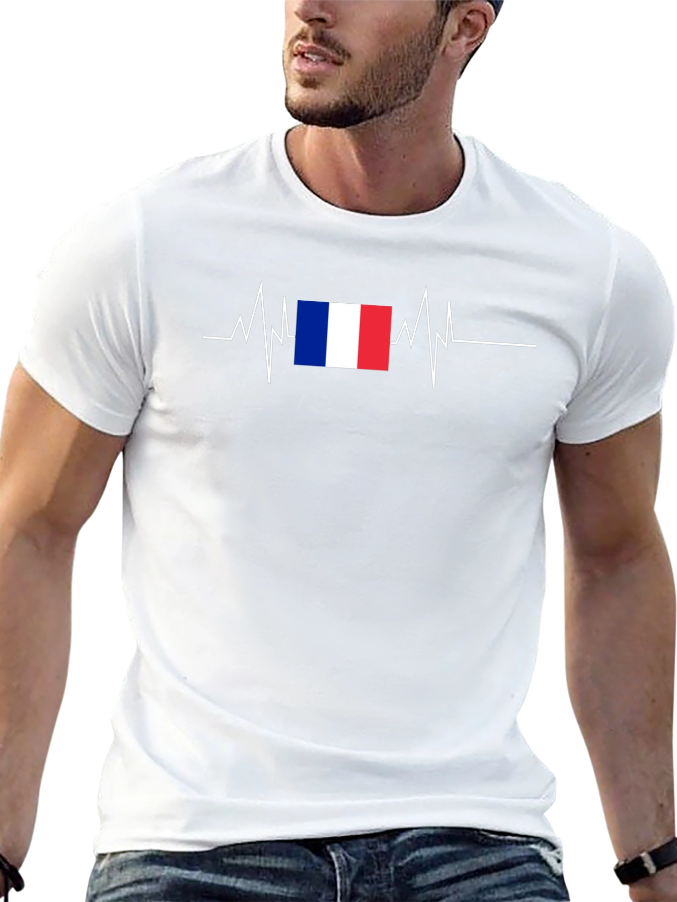 France Flag Heartbeat Graphic Tee