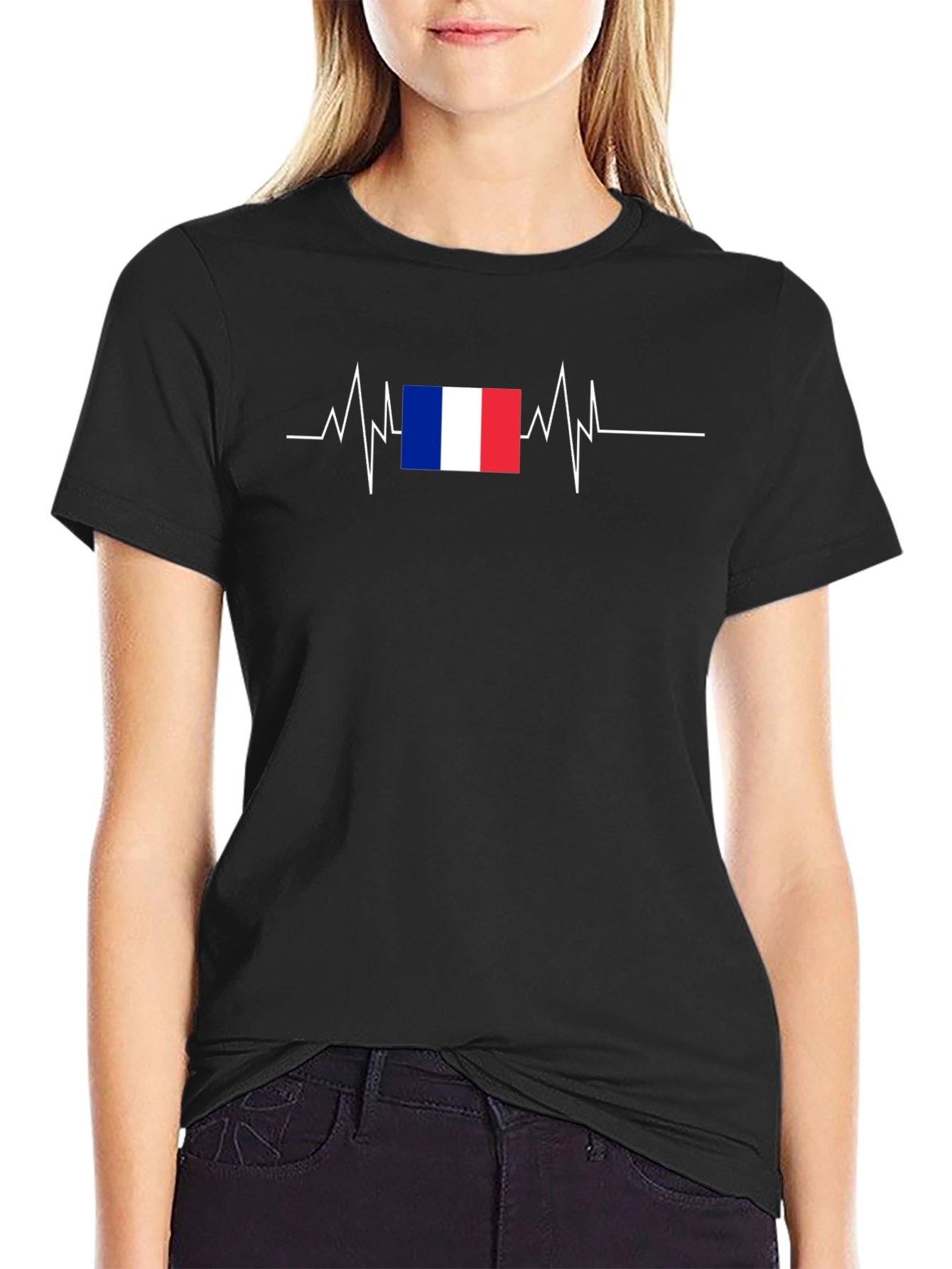 France Flag Heartbeat Graphic Tee