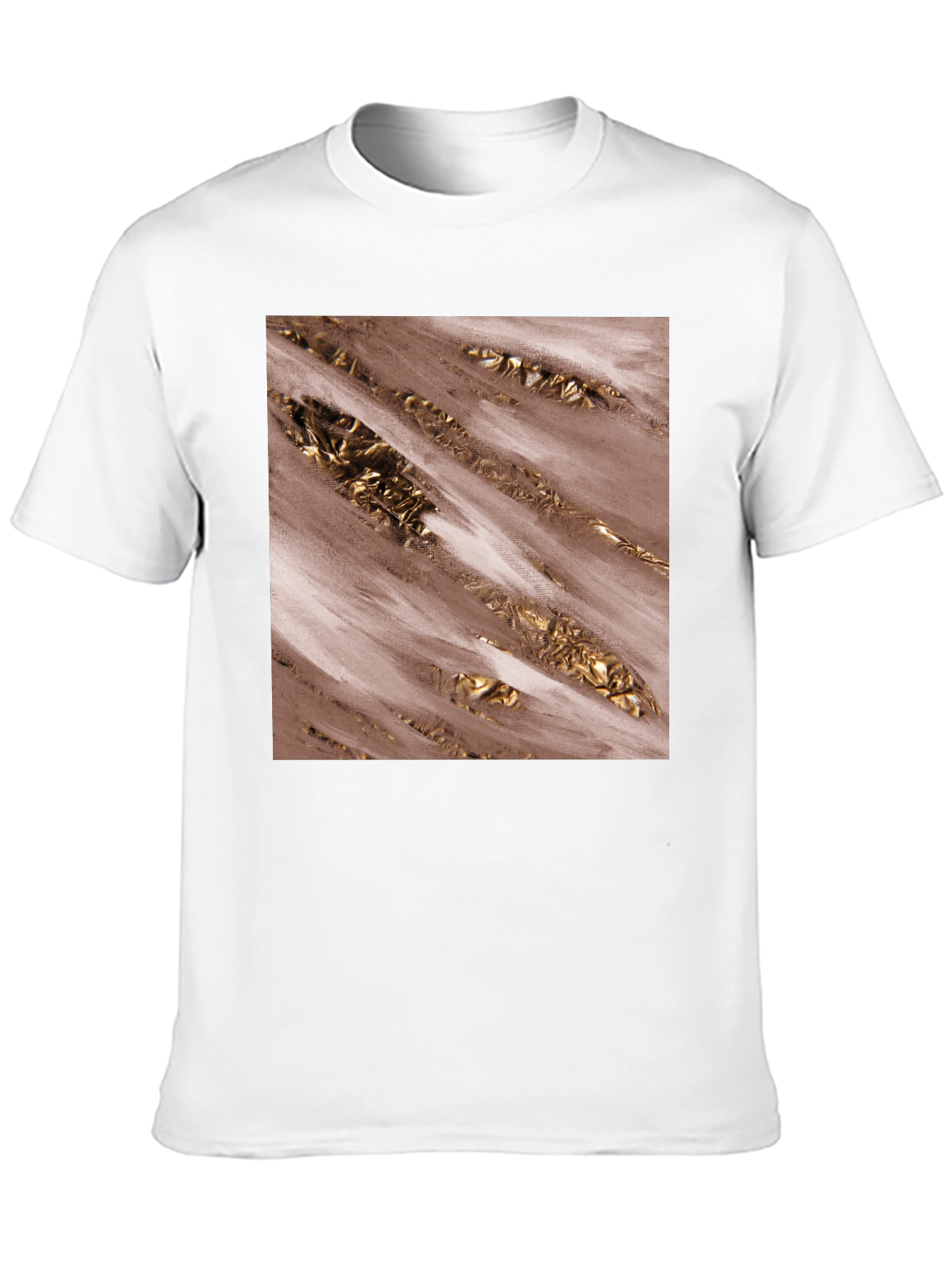 Modern Abstract Gold Foil Print Black Tee