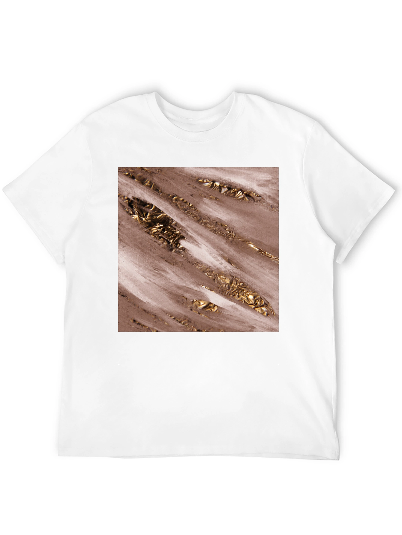 Modern Abstract Gold Foil Print Black Tee
