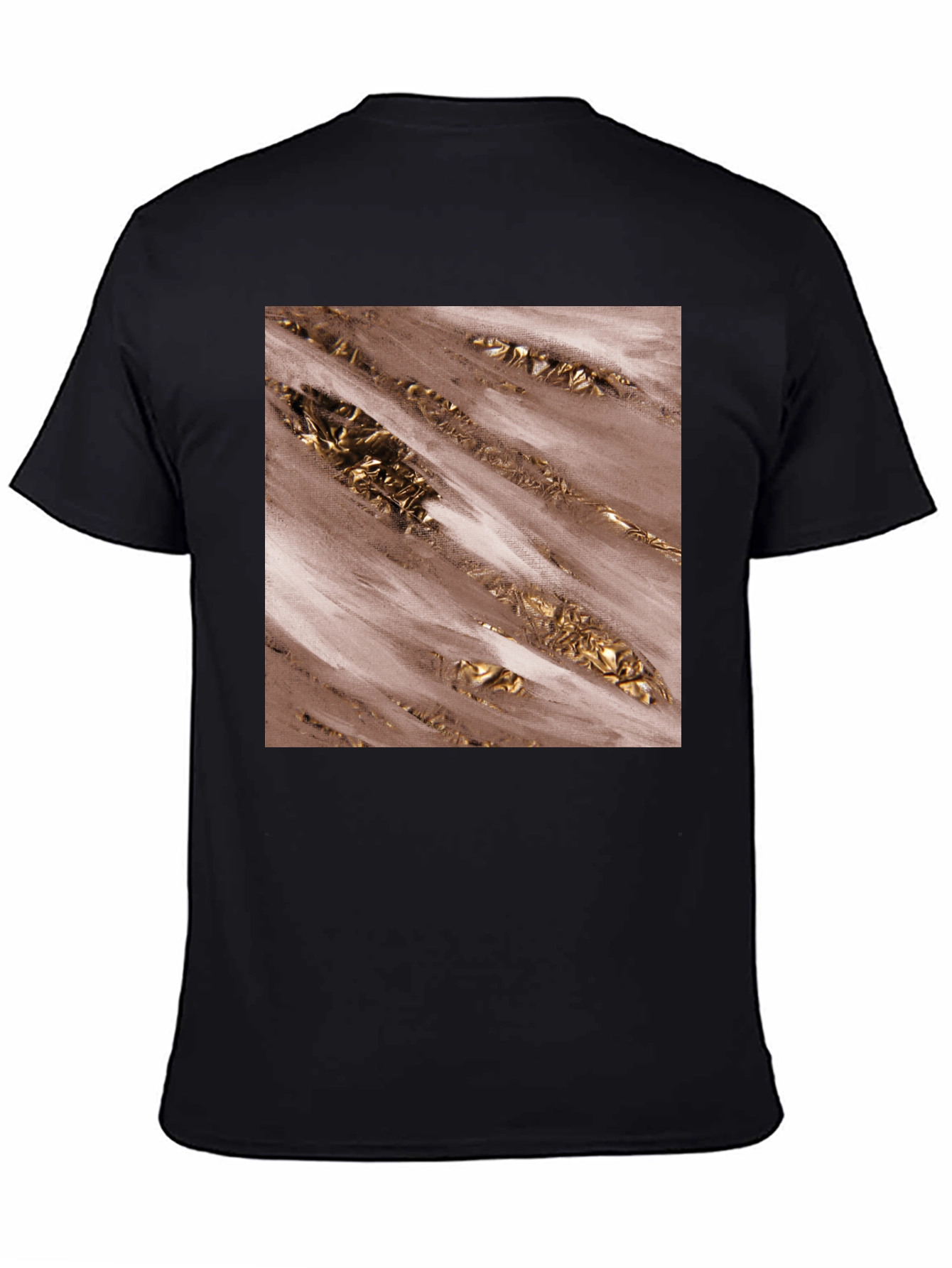 Modern Abstract Gold Foil Print Black Tee