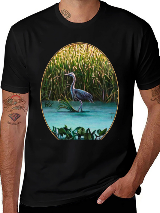 Heron in Marsh Graphic Tee - Black