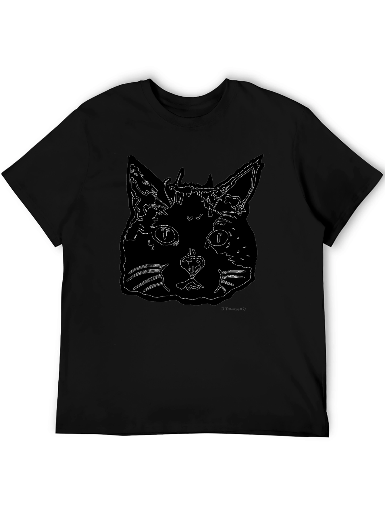 Cool Cat Outline Graphic T-Shirt