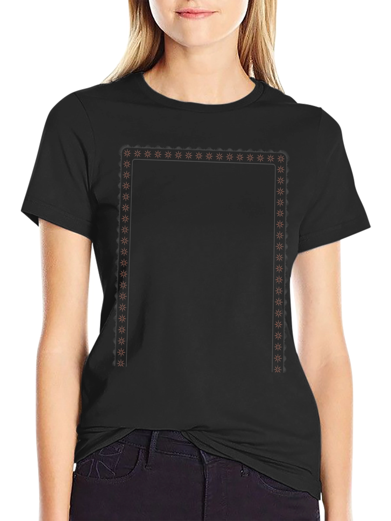 Black Graphic Tee with Geometric Pattern