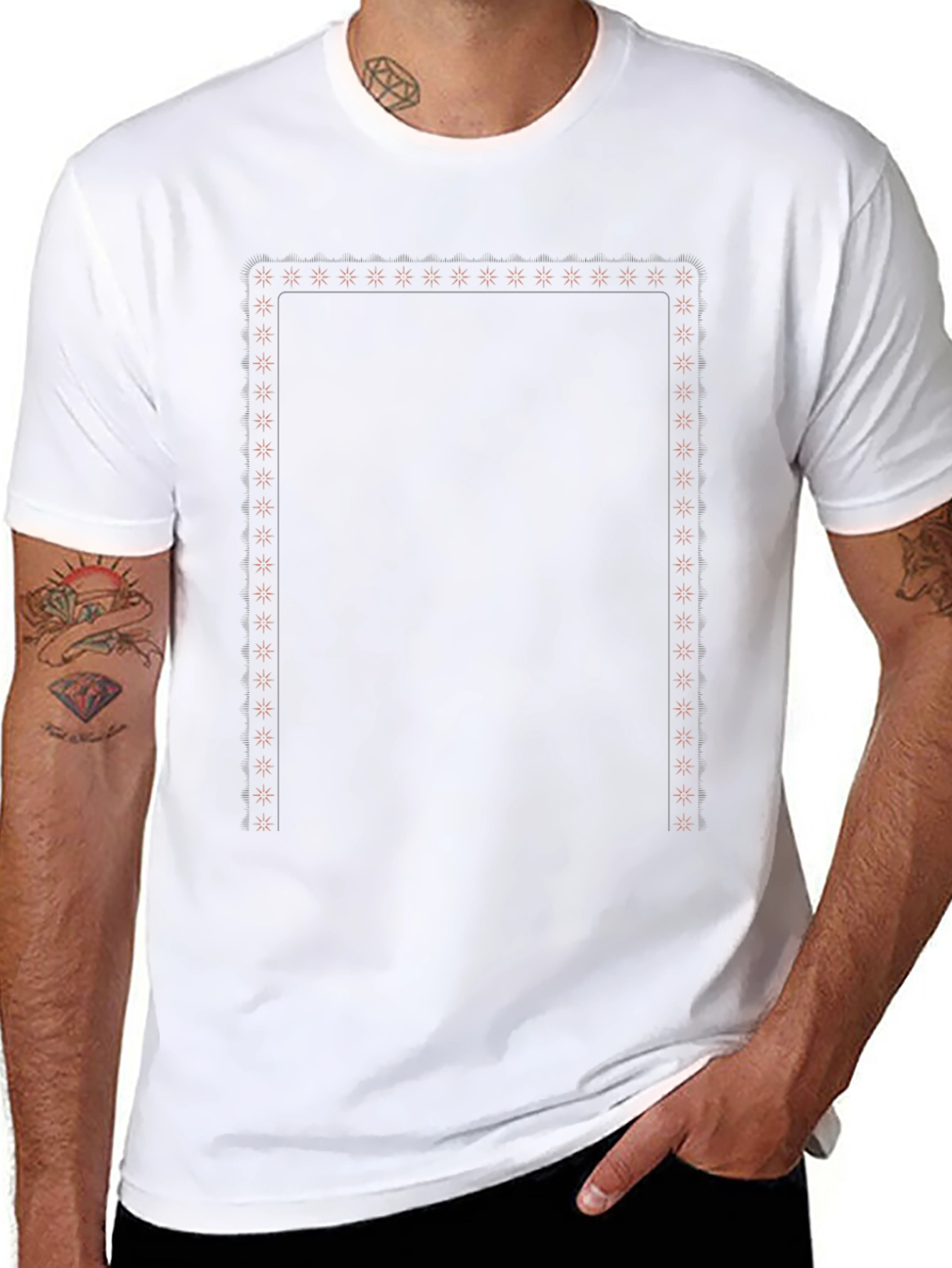 Black Graphic Tee with Geometric Pattern