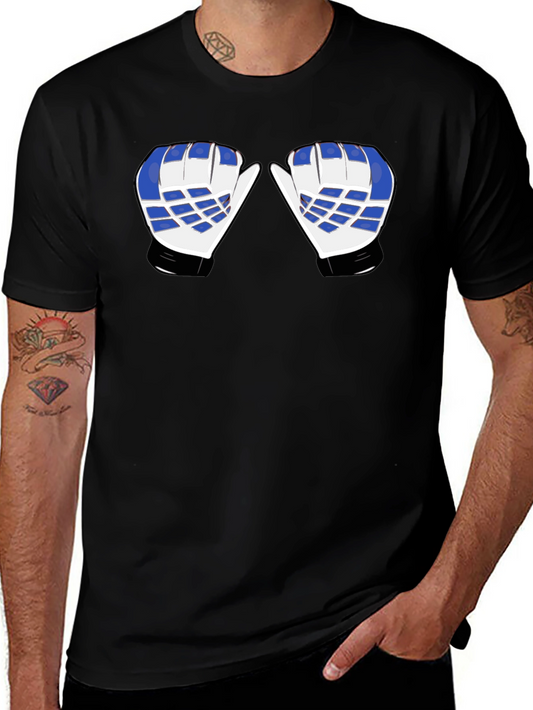 Hockey Goalie Mittens Graphic Tee - Black Cotton