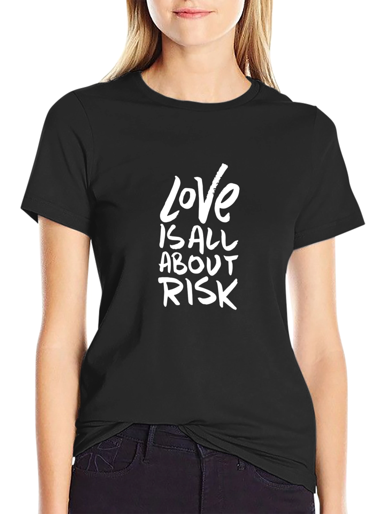 Love is All About Risk Black Graphic Tee