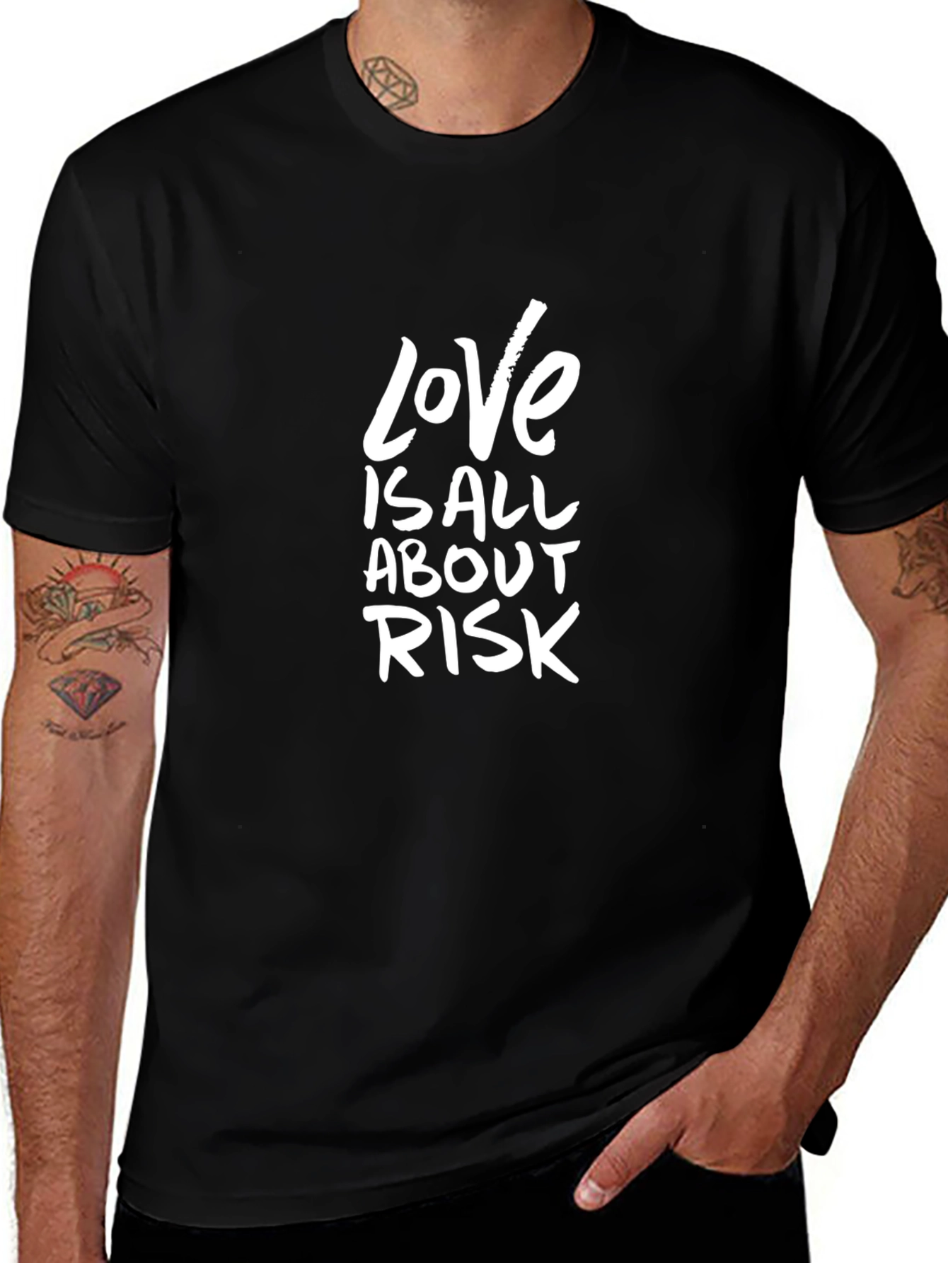 Love is All About Risk Black Graphic Tee