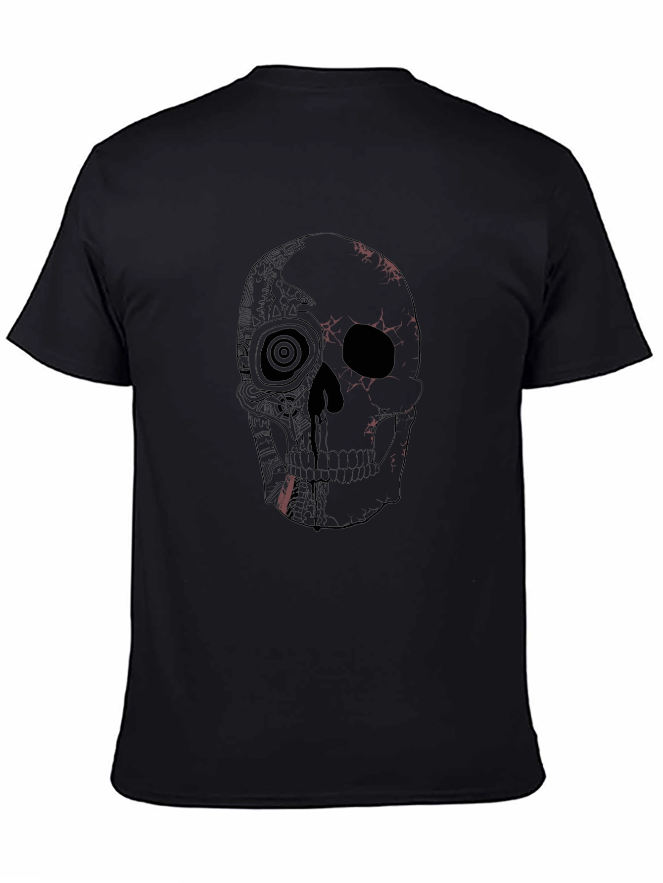Skull Graphic Tee - Black Cotton Short Sleeve