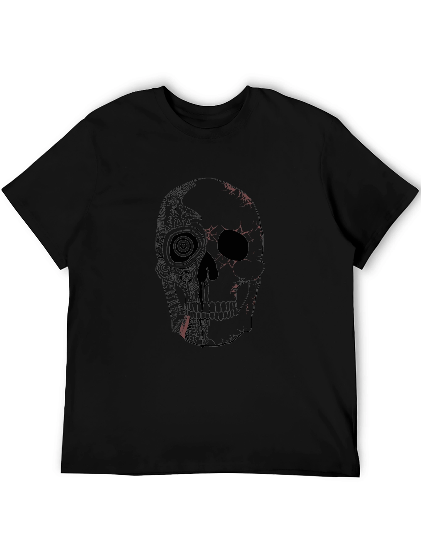 Skull Graphic Tee - Black Cotton Short Sleeve