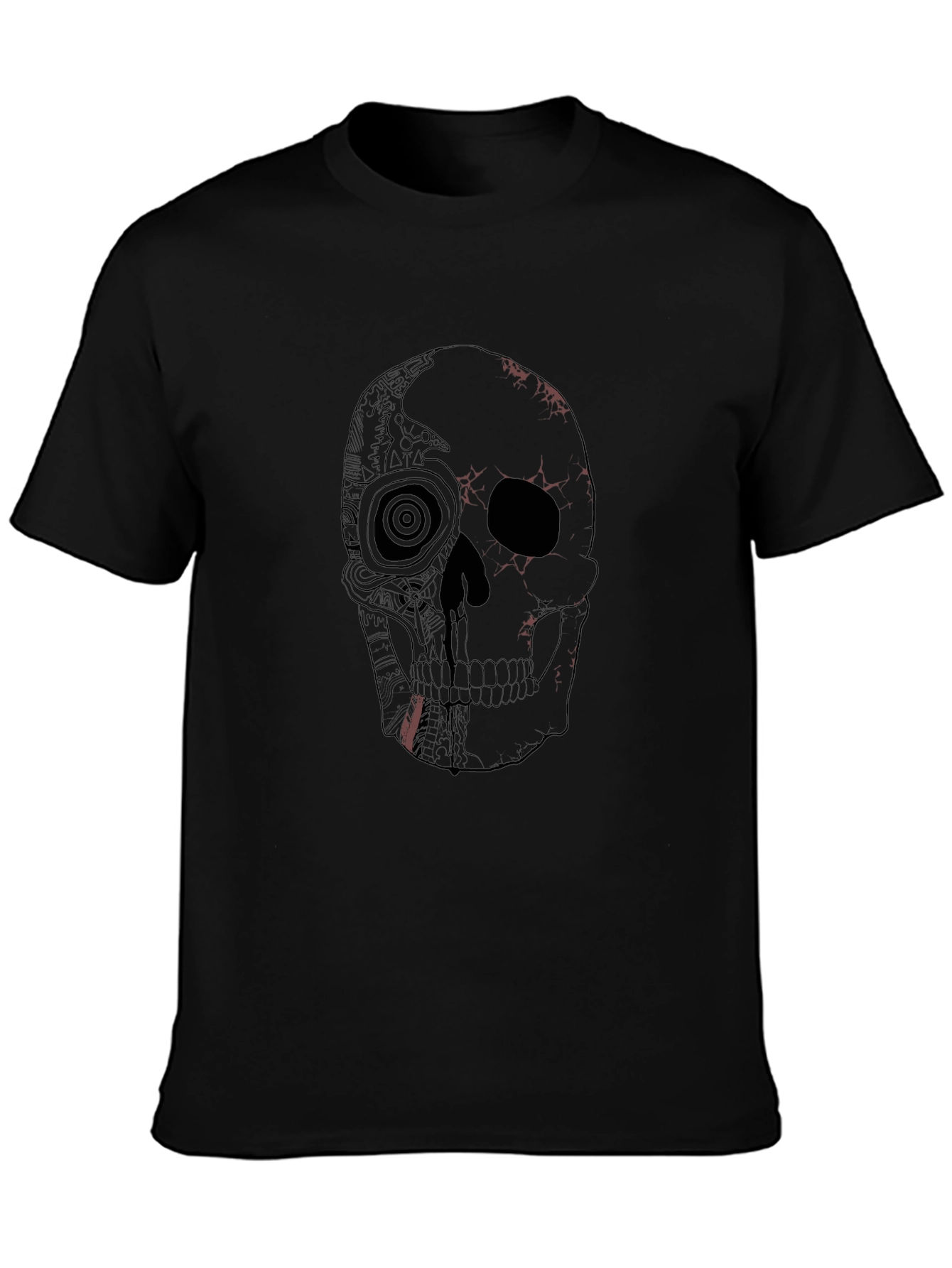 Skull Graphic Tee - Black Cotton Short Sleeve