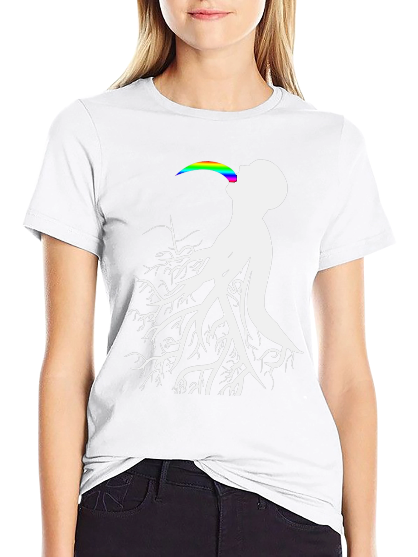 Tree Roots Rainbow Tongue Black T-Shirt