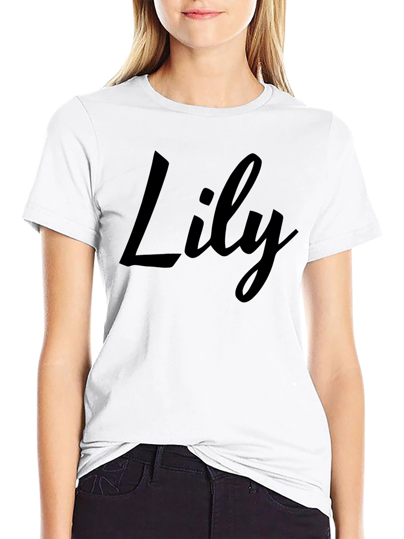 Lily Script Black T-Shirt - Personalized Style