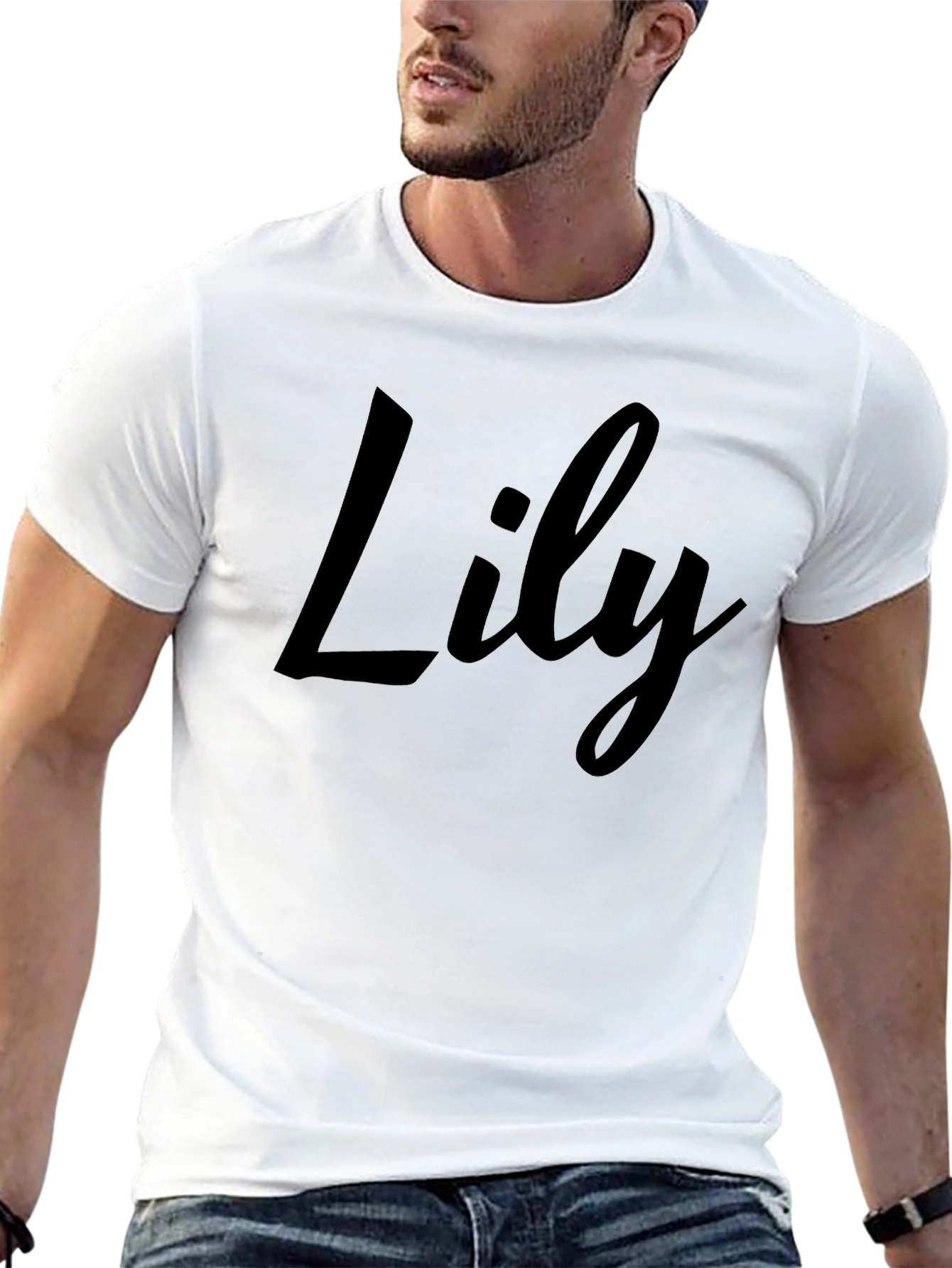 Lily Script Black T-Shirt - Personalized Style