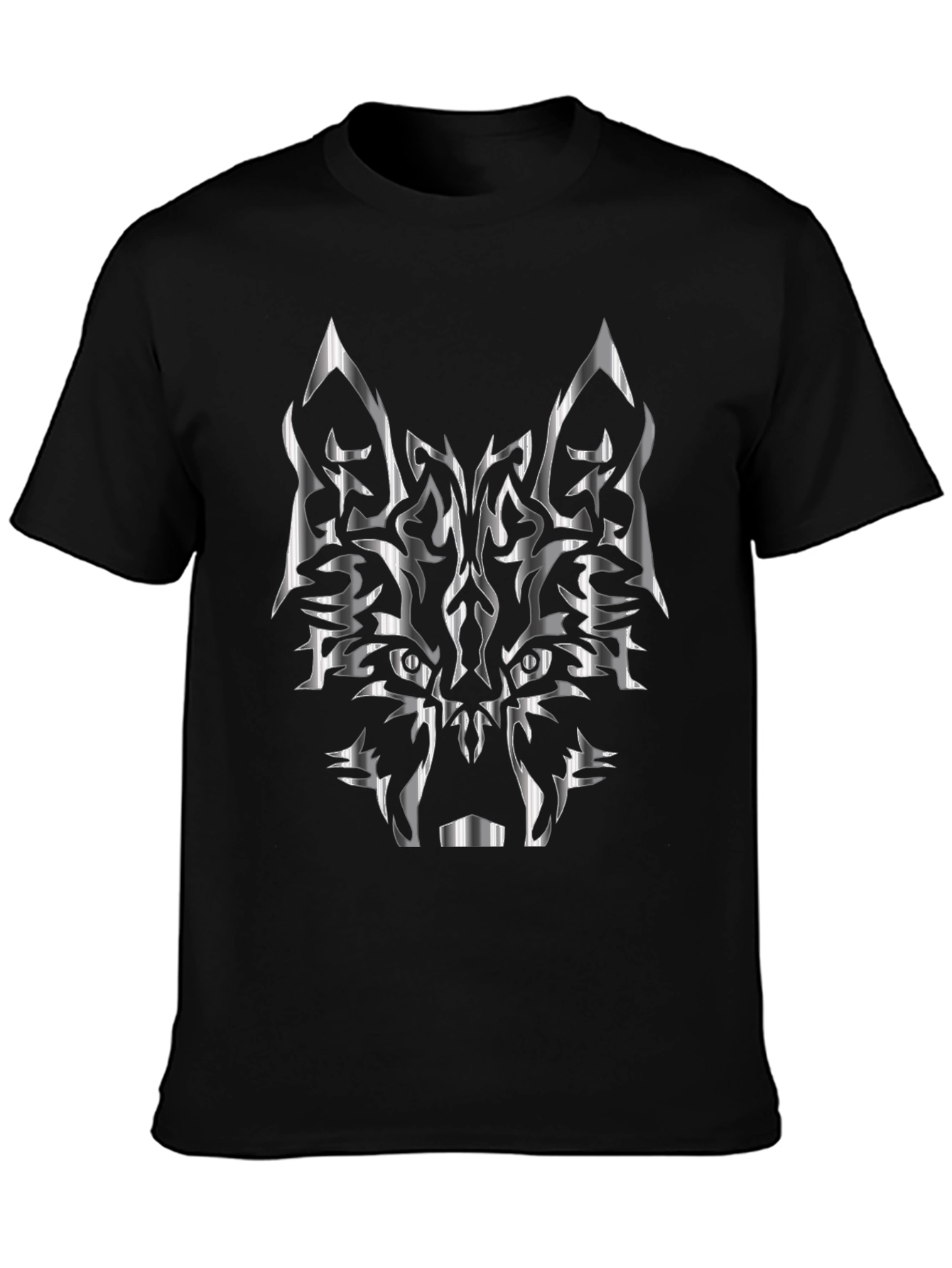 Tribal Wolf Graphic Black T-Shirt