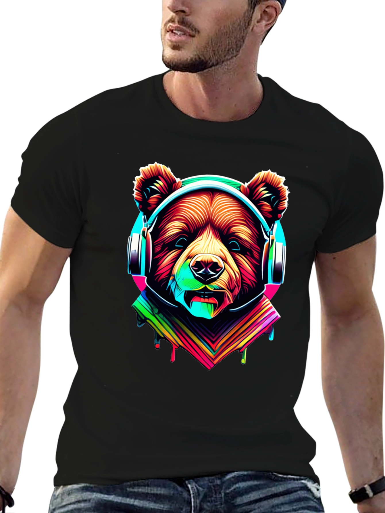 Bear in Headphones Graphic Tee