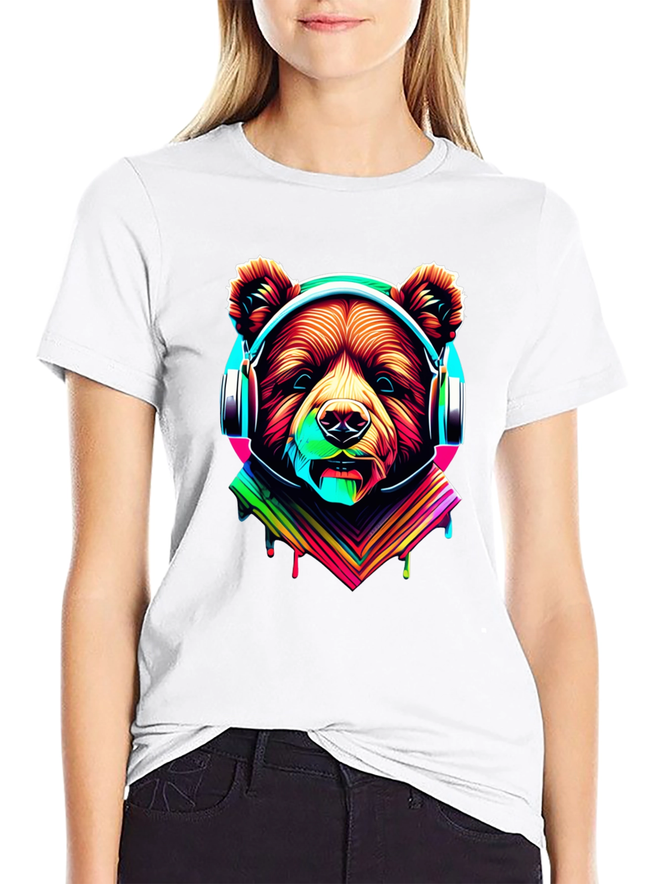Bear in Headphones Graphic Tee