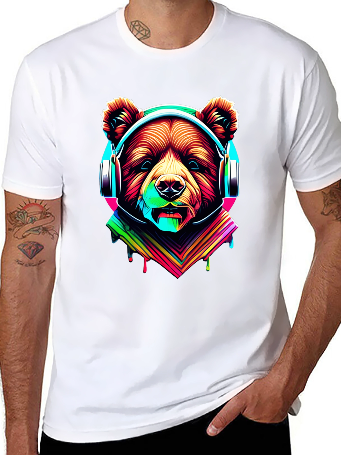 Bear in Headphones Graphic Tee