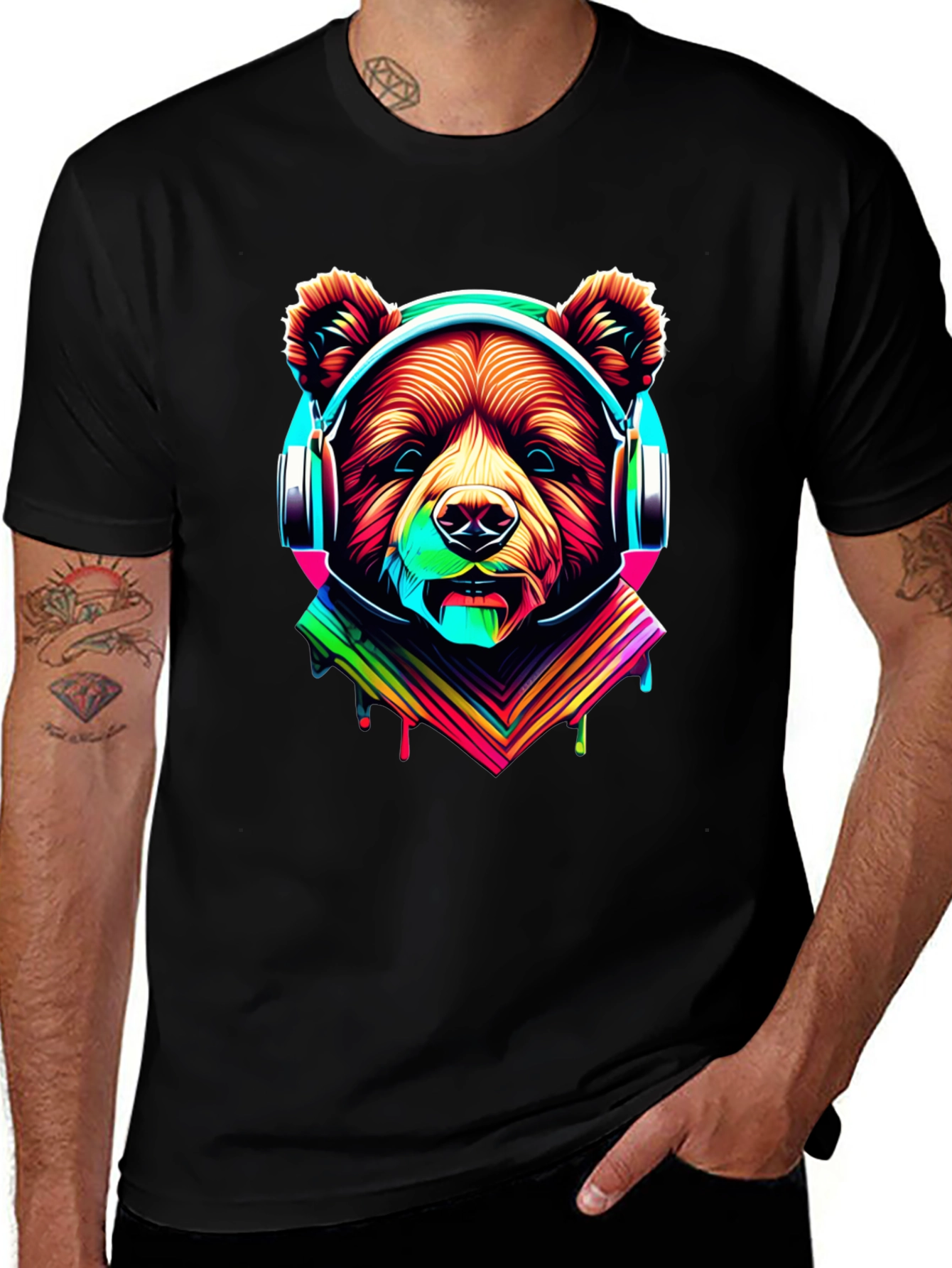 Bear in Headphones Graphic Tee