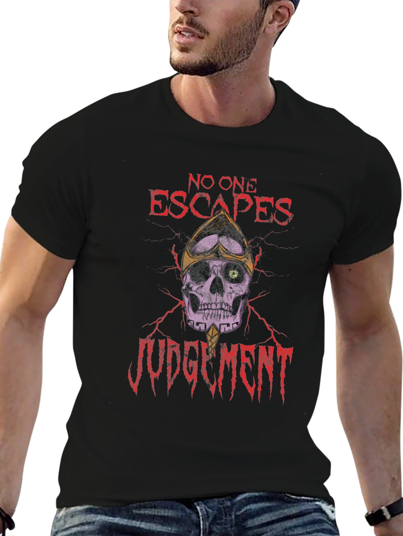 Skull Judgment Graphic T-Shirt - Black