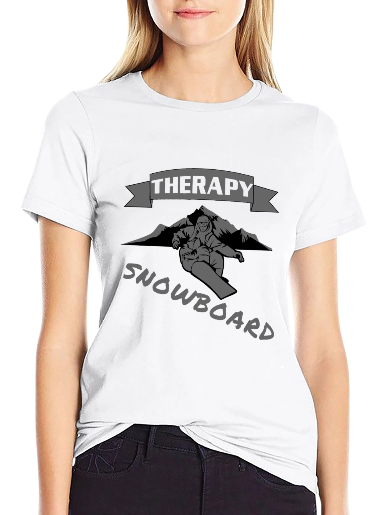 Snowboard Therapy Tee - Black Graphic T-Shirt
