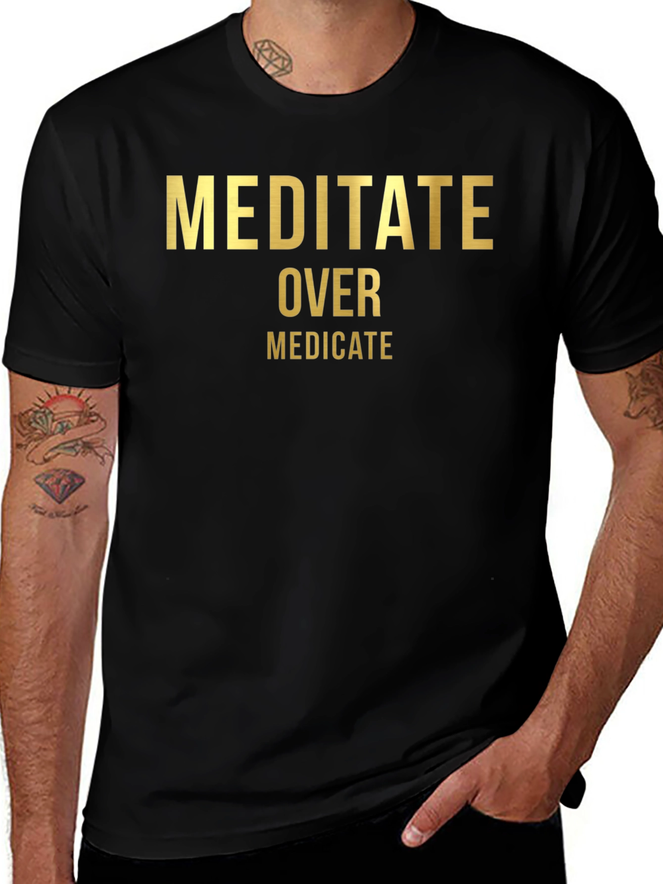 Meditate Over Medicate T-Shirt - Black Cotton Tee