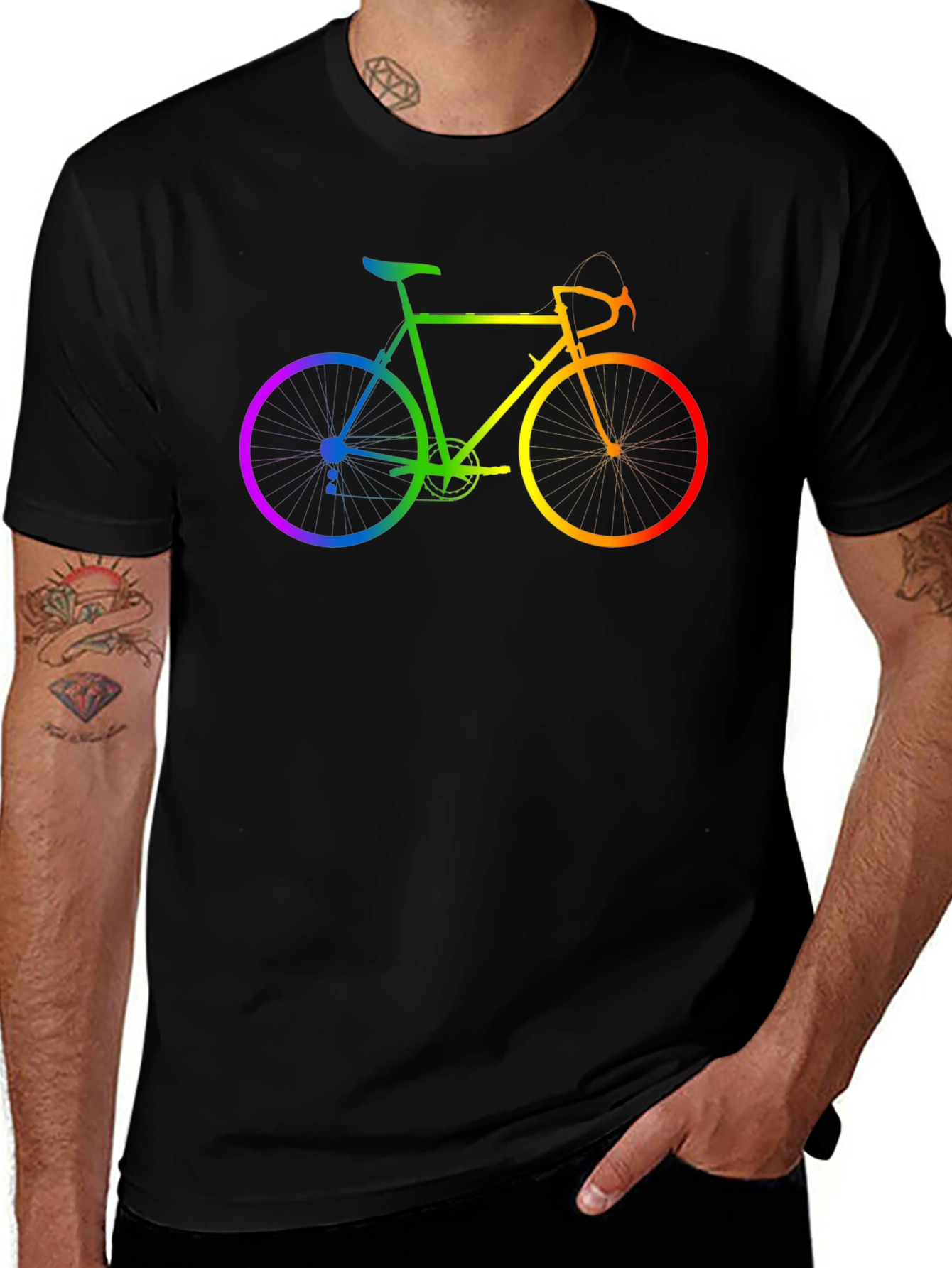 Rainbow Bicycle Graphic T-Shirt