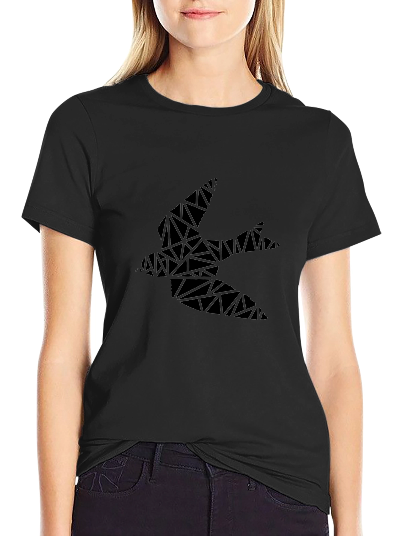Geometric Swallow T-Shirt - Modern Black Tee