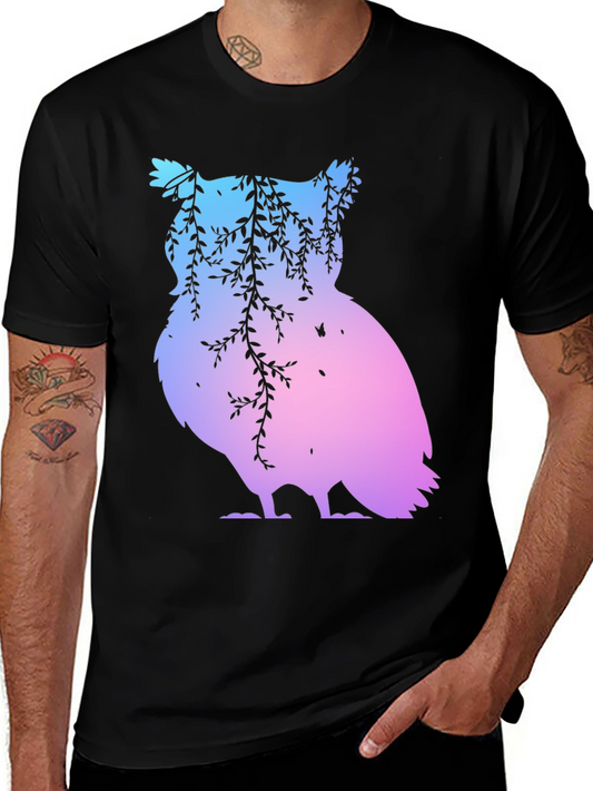 Gradient Owl Graphic T-Shirt