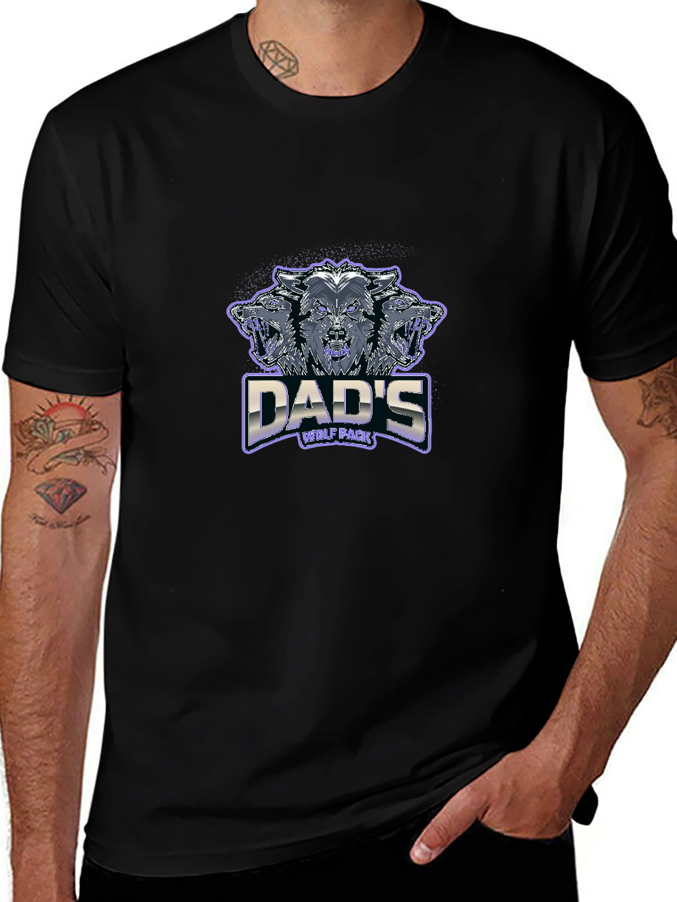 Dads Wolf Pack Black Graphic T-Shirt