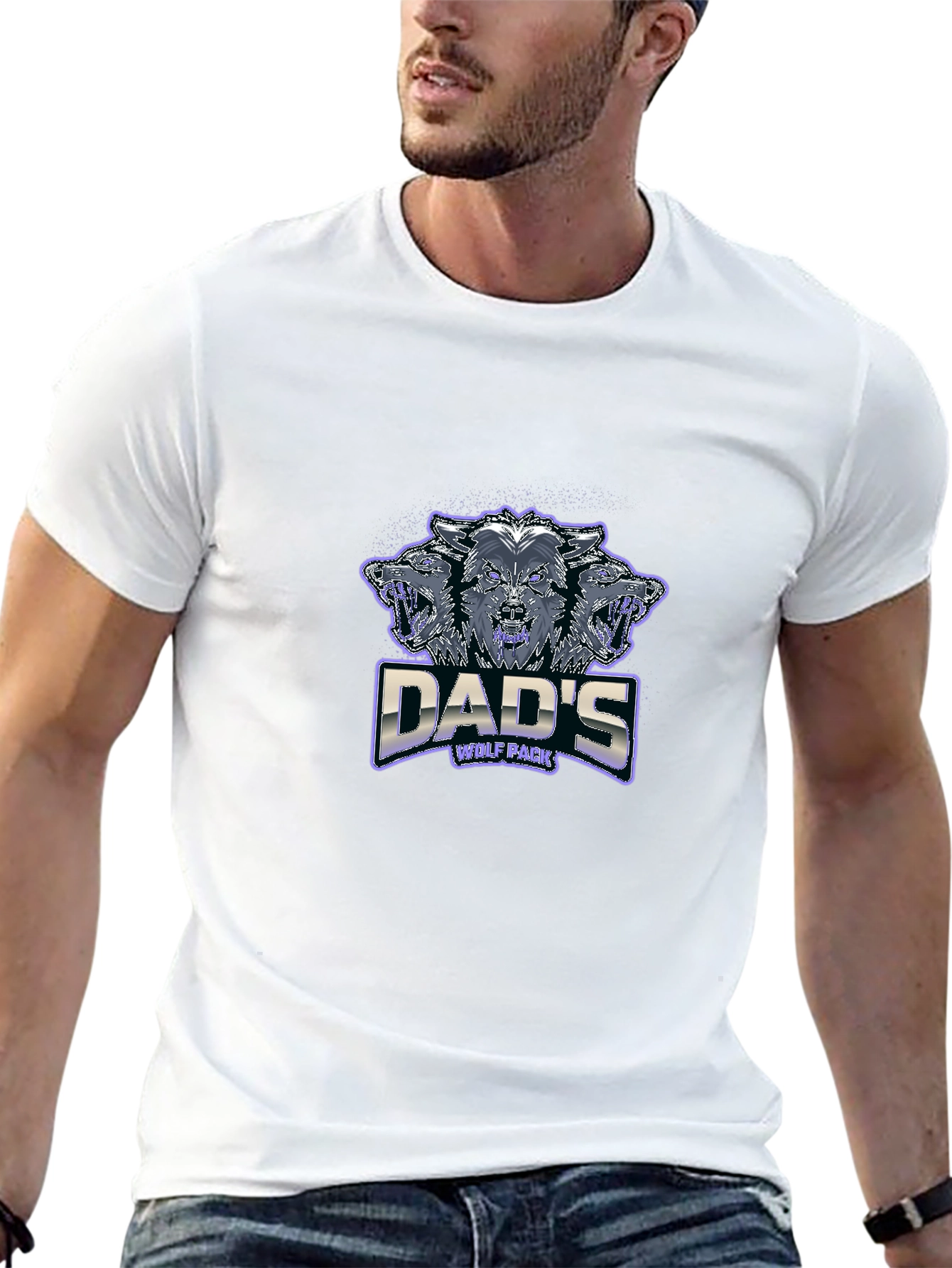 Dads Wolf Pack Black Graphic T-Shirt