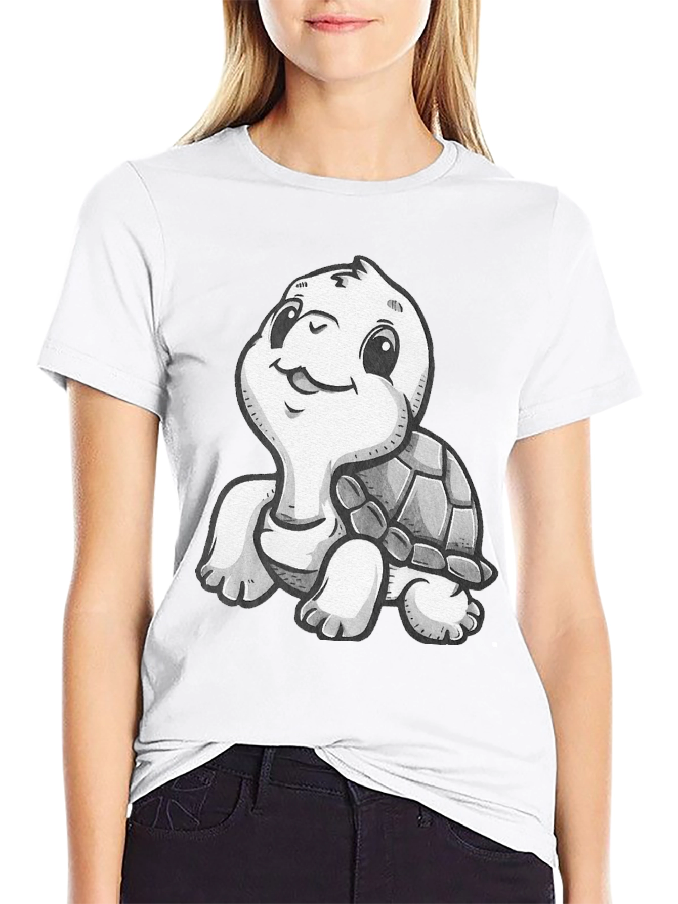 Cute Turtle Graphic T-Shirt - Black