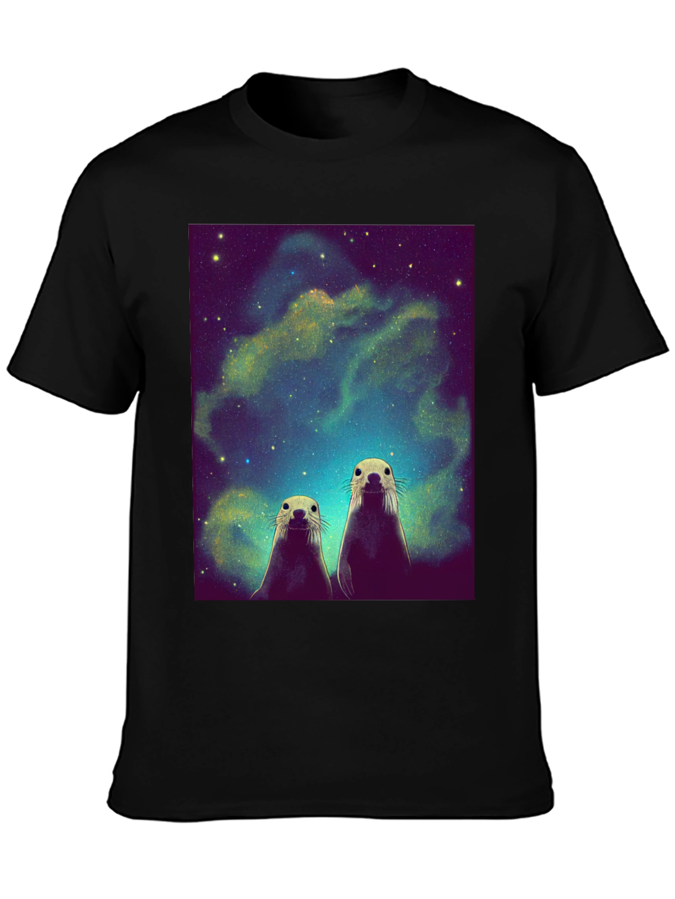 Space Otters Black T-Shirt