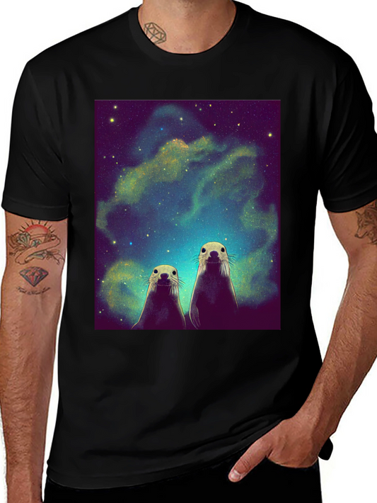 Space Otters Black T-Shirt