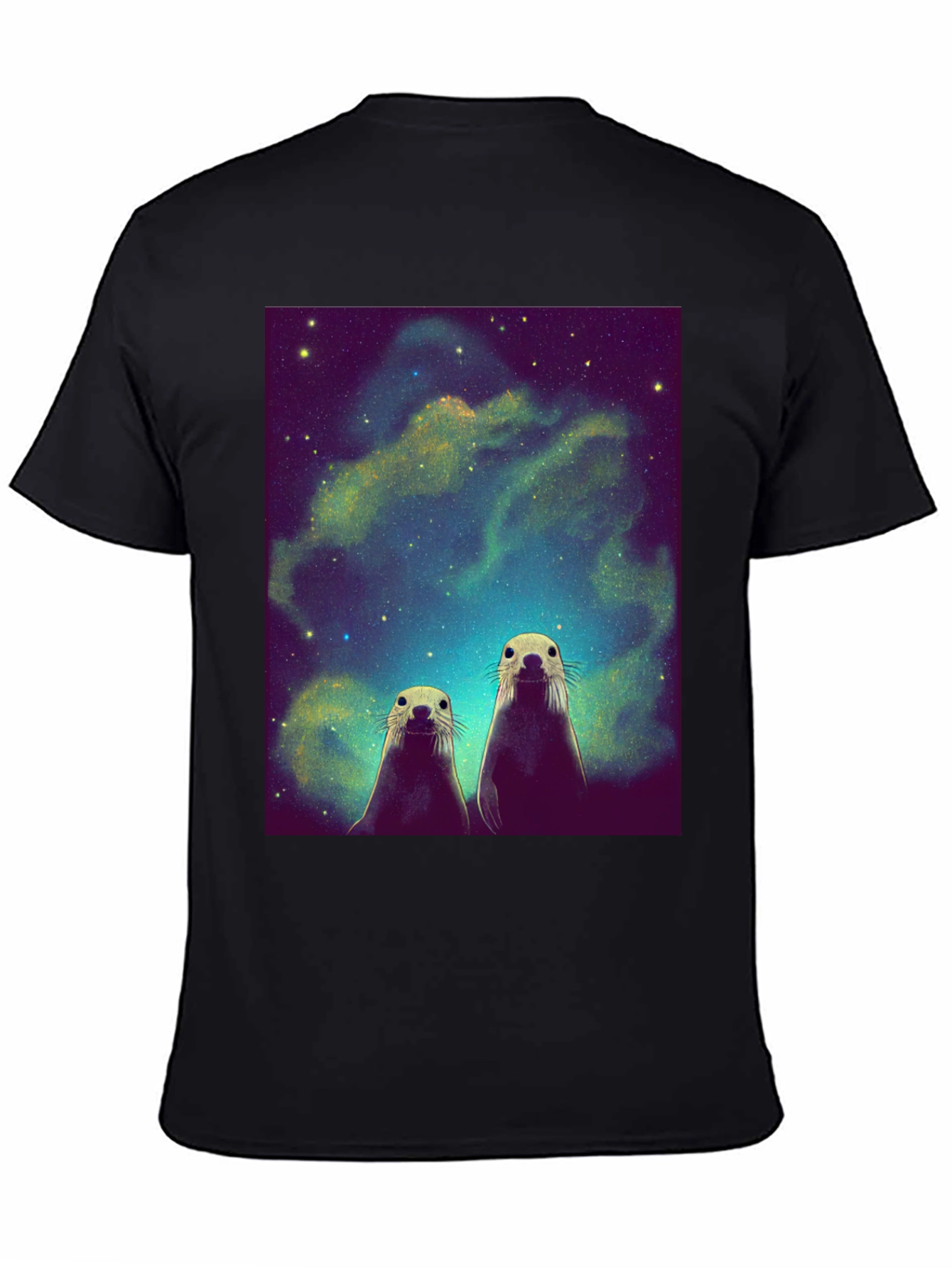 Space Otters Black T-Shirt