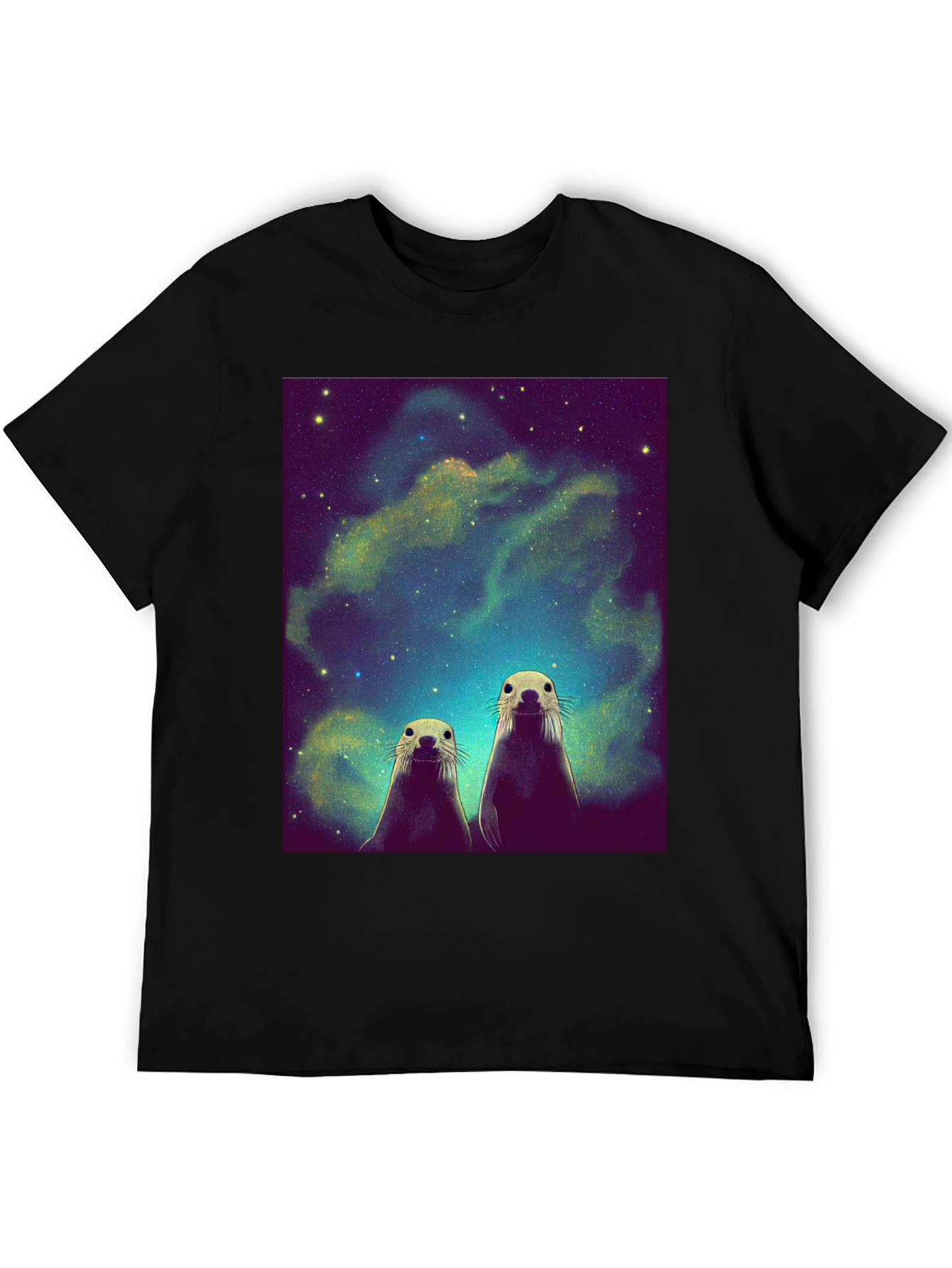Space Otters Black T-Shirt