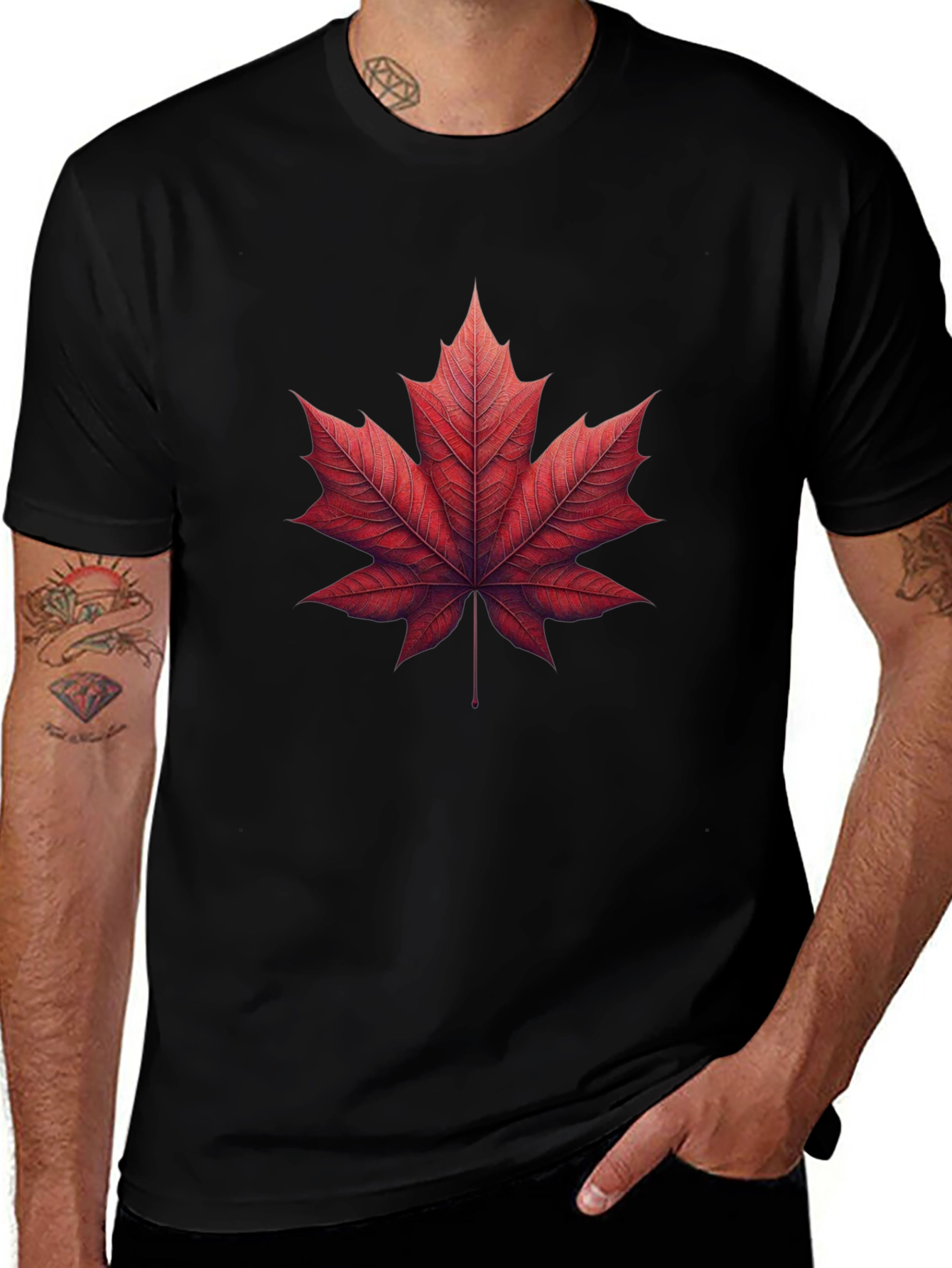 Maple Leaf Graphic Tee - Black Casual Shirt