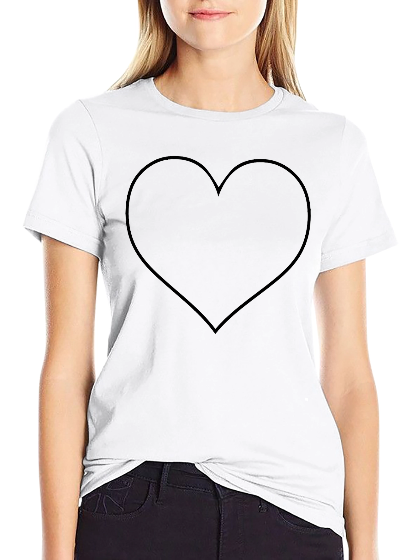 Heart Outline Black T-Shirt