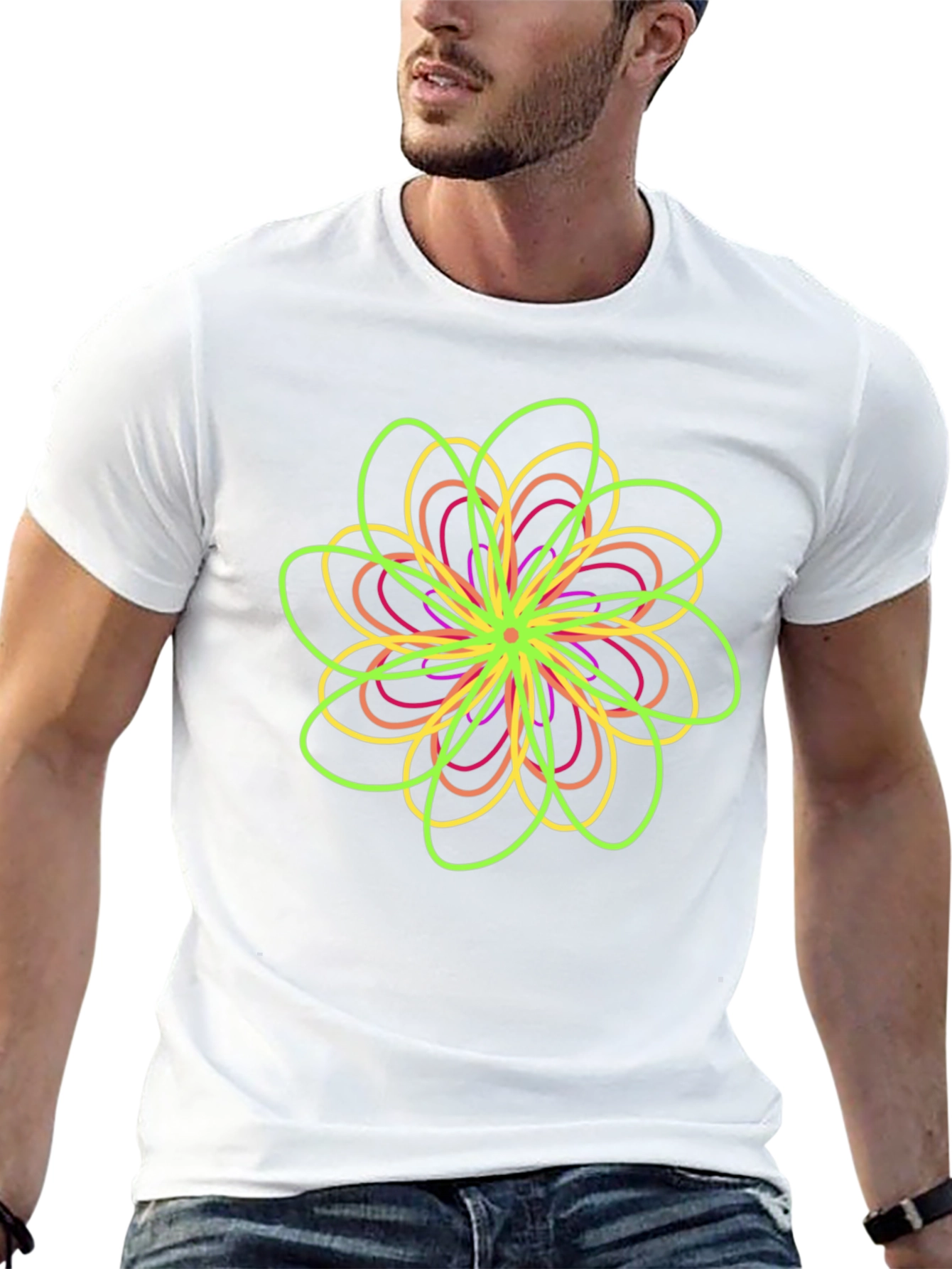 Abstract Floral Graphic Tee - Black