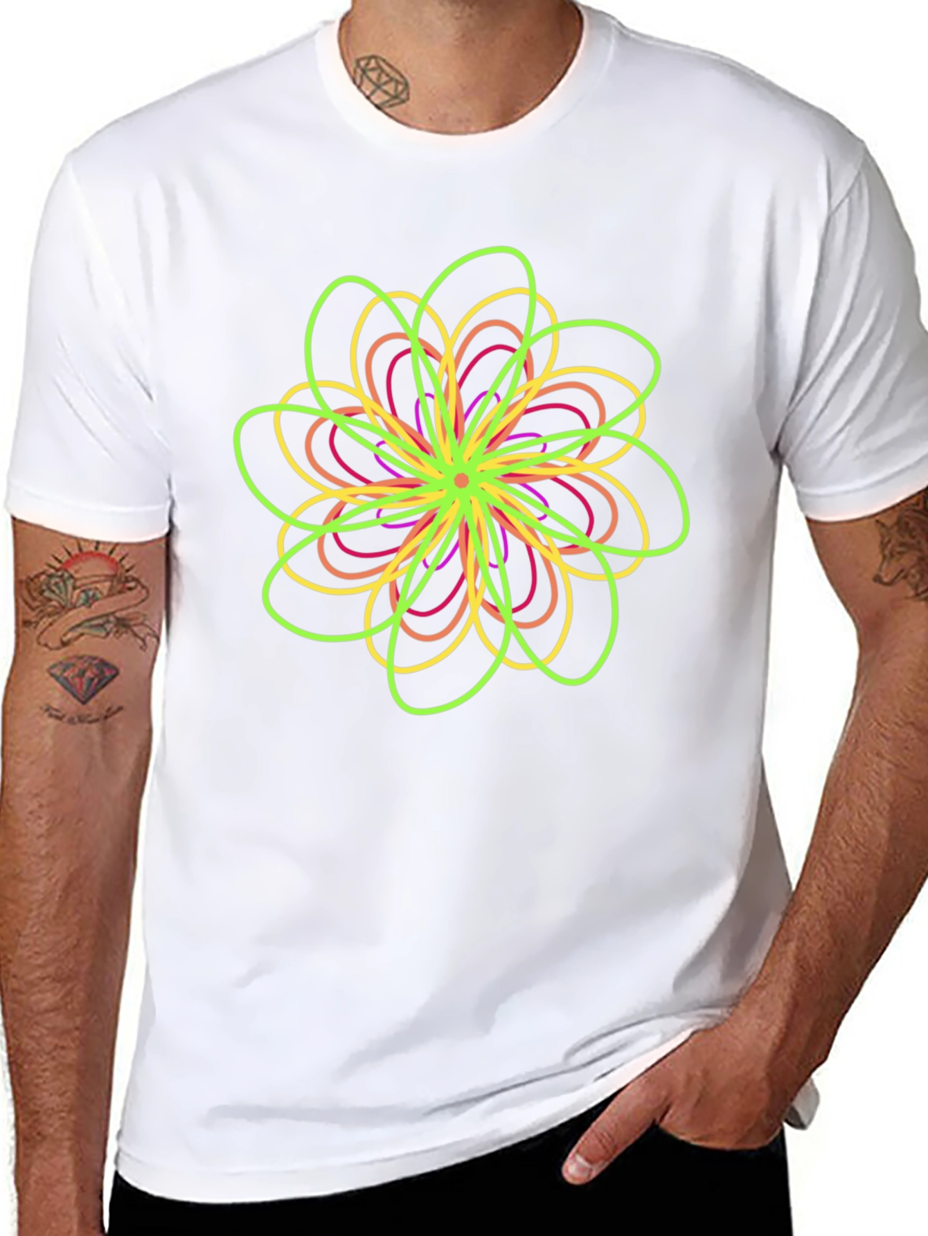 Abstract Floral Graphic Tee - Black