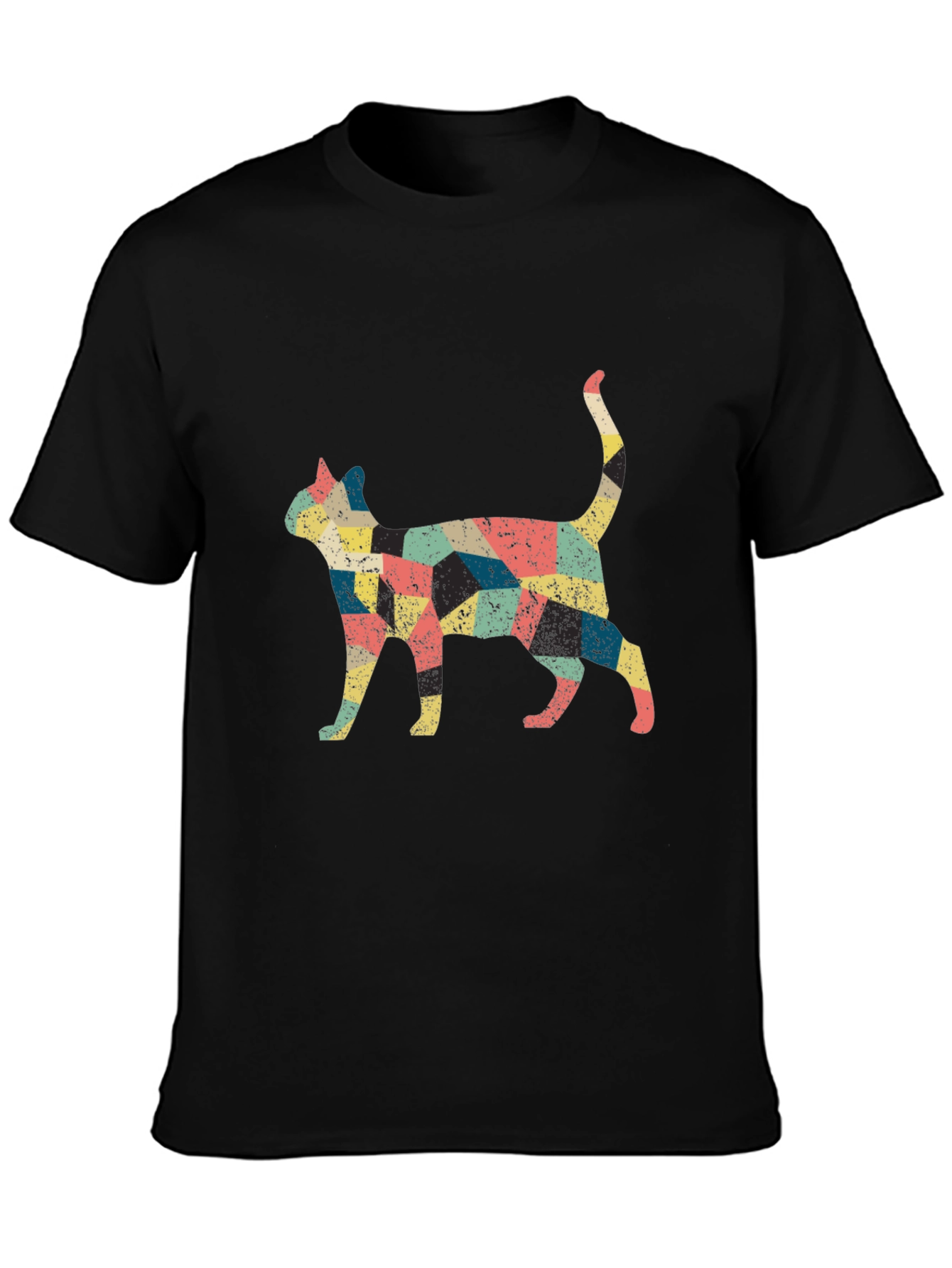 Retro Cat Graphic Black T-Shirt