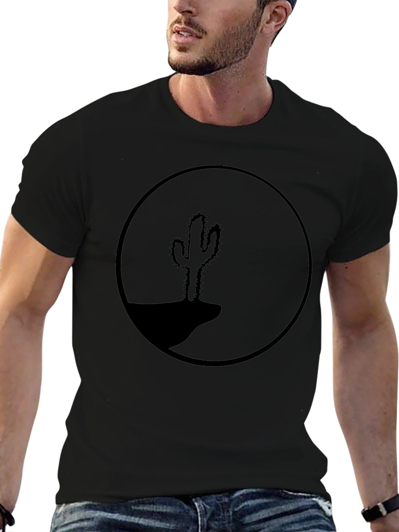 Cactus Silhouette Graphic Tee - Black Cotton