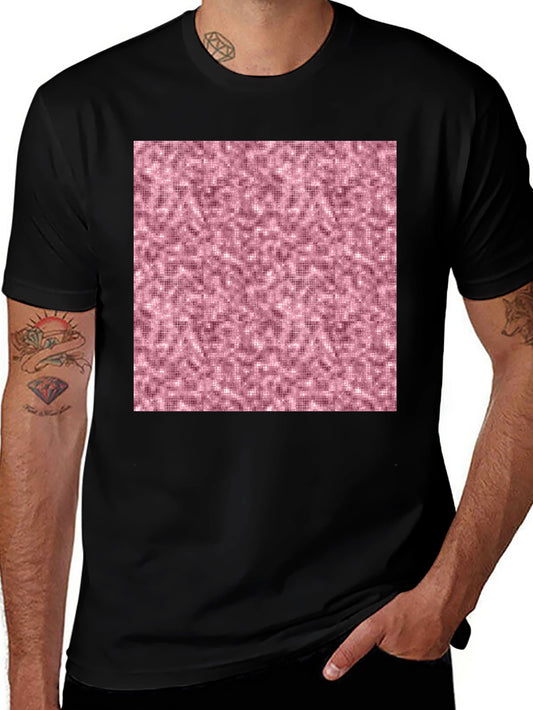 Stylish Black T-Shirt with Abstract Pink Pattern