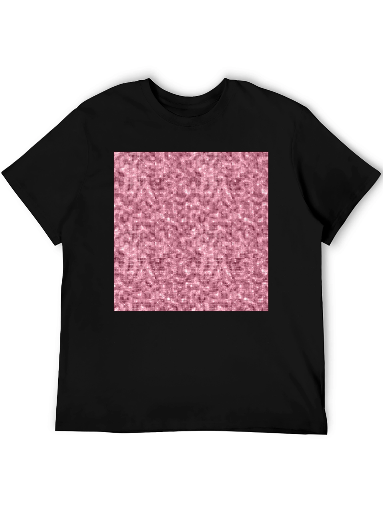 Stylish Black T-Shirt with Abstract Pink Pattern