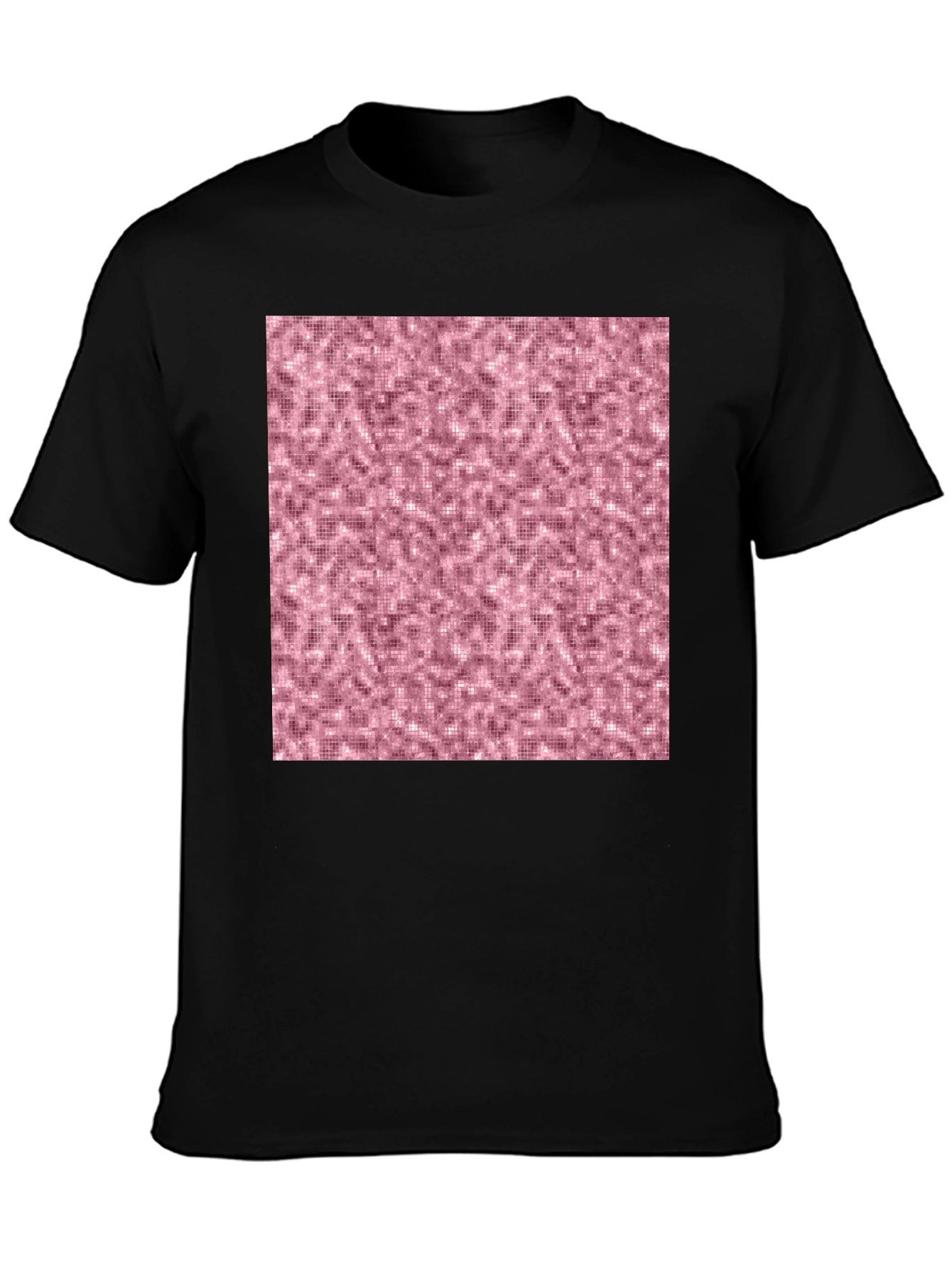 Stylish Black T-Shirt with Abstract Pink Pattern